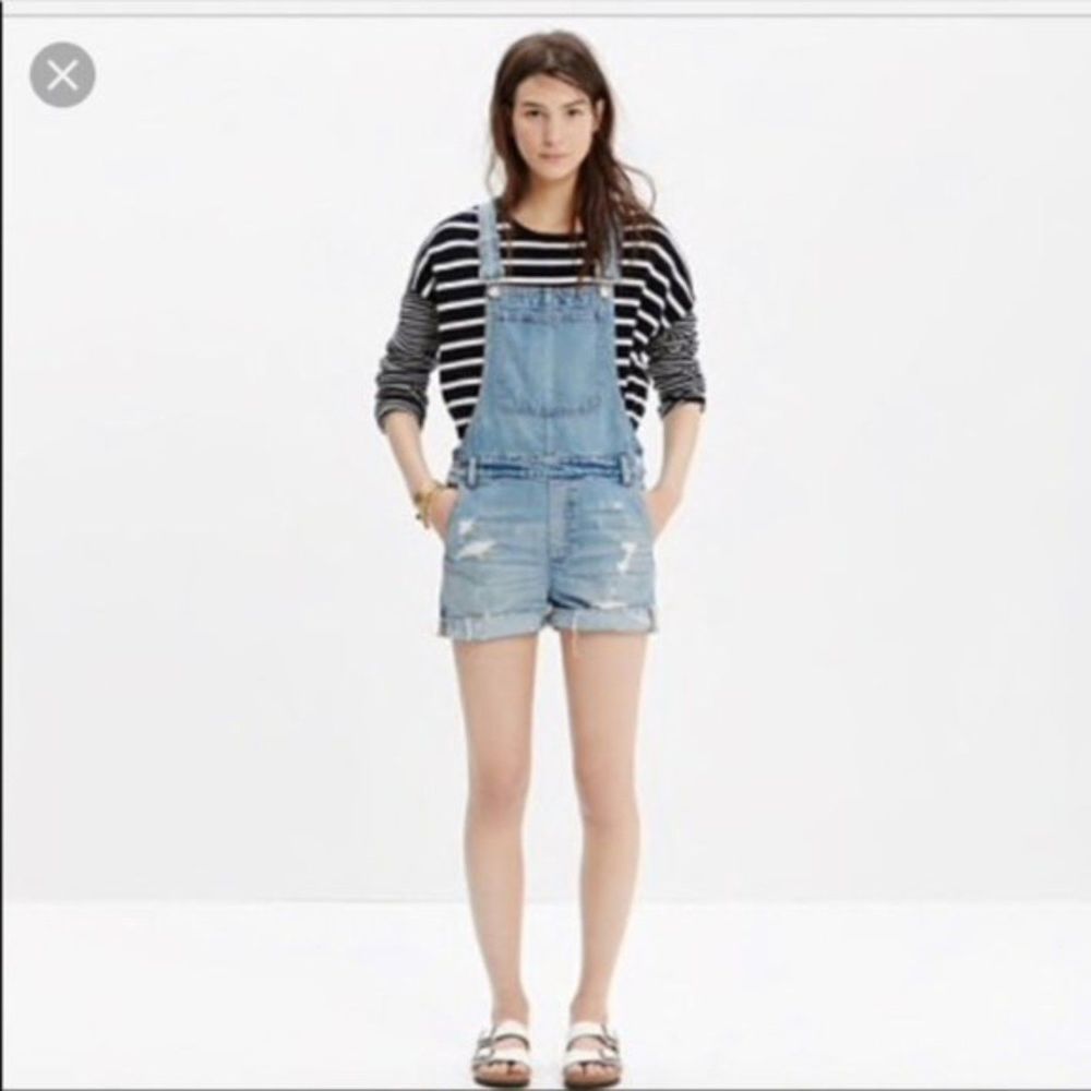 Madewell Adirondack denim overall shorts size S